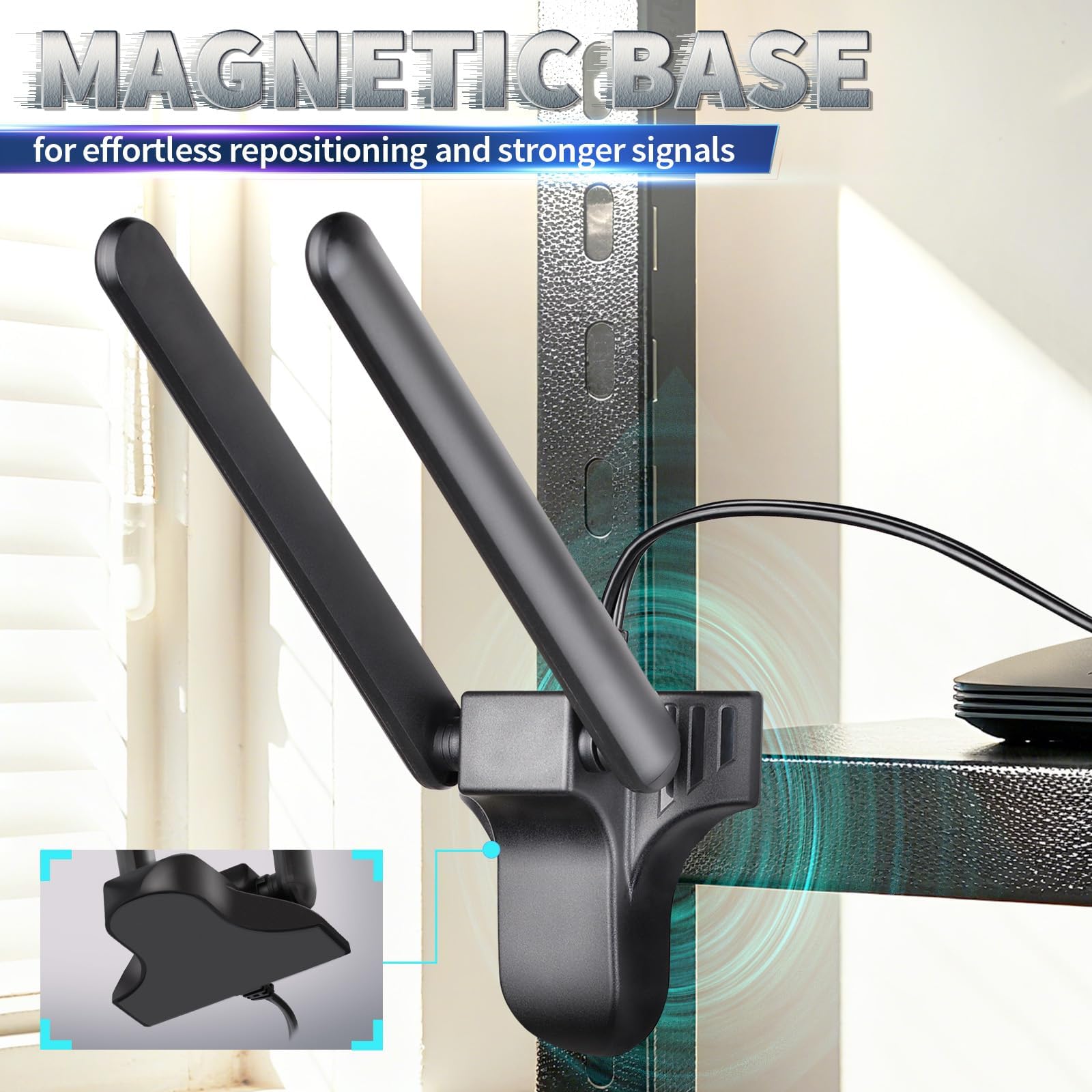 Bingfu Antenna WiFi 6E Base Magnetica, Antenna Tri-Banda 2.4/5.8/6 GHz 3 dBi RP-SMA con Cavo 2 m per Router Wi-Fi, Scheda di Rete Wireless PCIe, Adattatori USB, PC Desktop