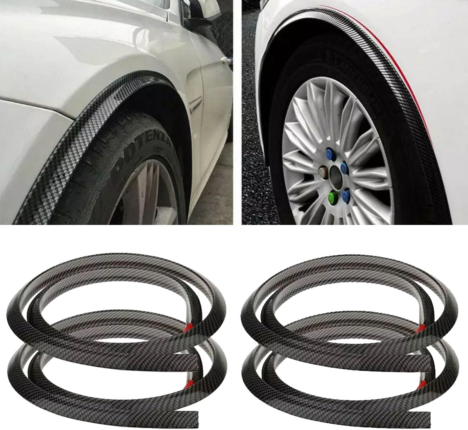 38mm Universele Auto Spatbord Auto Wiel Wenkbrauw Rubber Strip Guard Wielkast Trim Arch Extender Spatlappen voor en achter (Color : Carbonfier