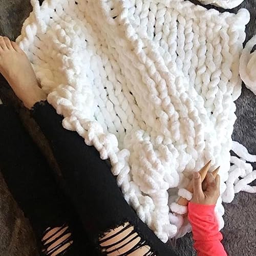 Miniatura 10 de Hilo de felpilla de punto grueso, color amarillo, hilo grueso y voluminoso, vegano, suave, lavable, suave y grueso para tejer el brazo, hecho a