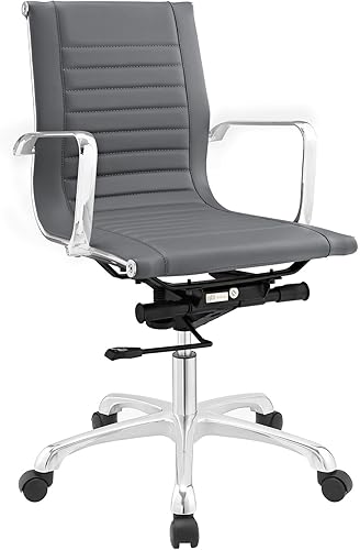 Modway Runway - Silla de oficina ajustable de piel sintética en color gris