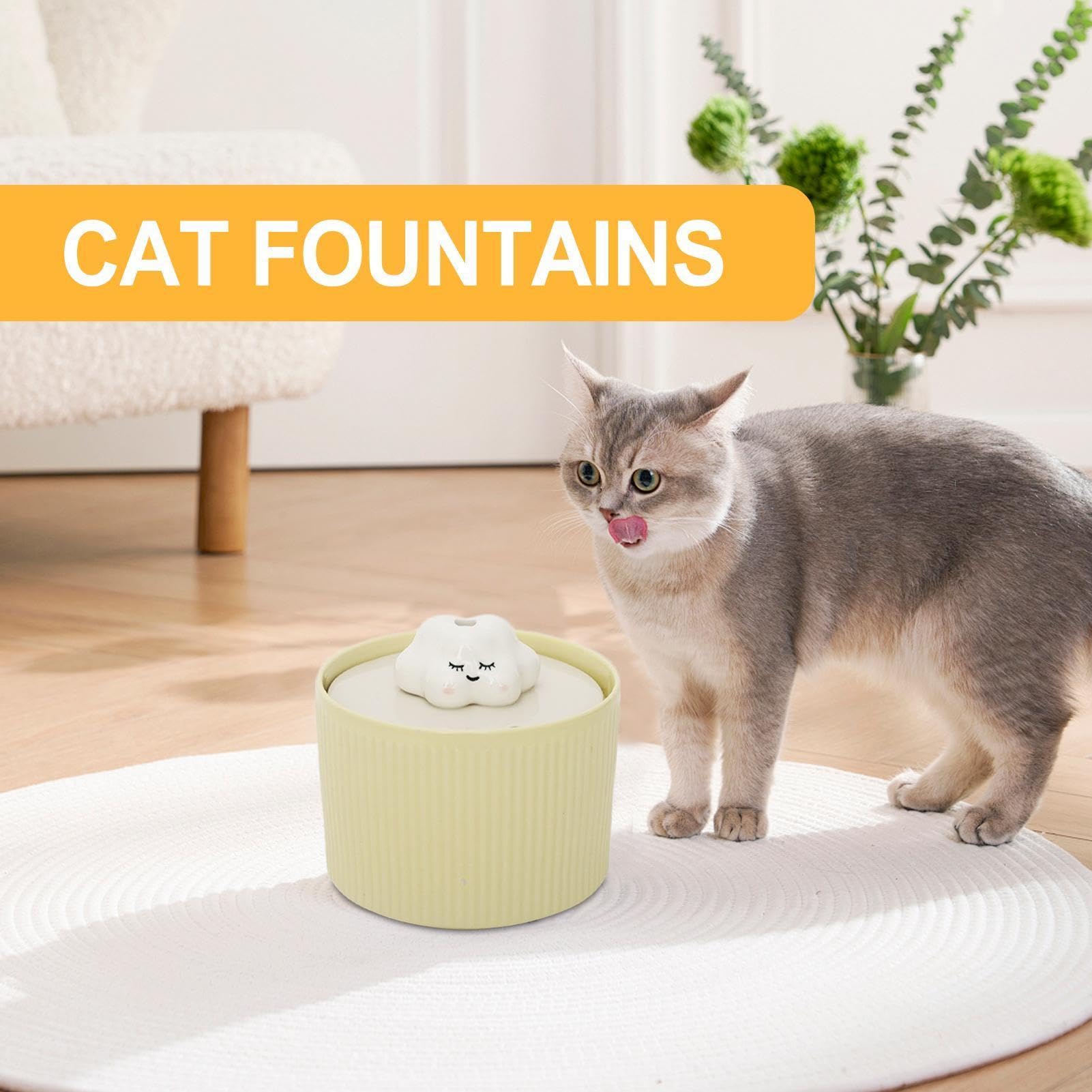 Fuente de Agua de cerámica para Gatos,Fuente de Agua para Mascotas para