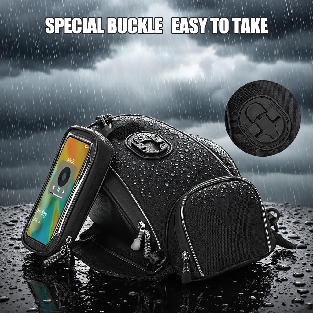 Motorcycle Tank Bag for Triumph Street Twin, with Touch Screen Phone Holder, Large Capacity with Clear Phone Window – Ideal for Long Rides, Commuting