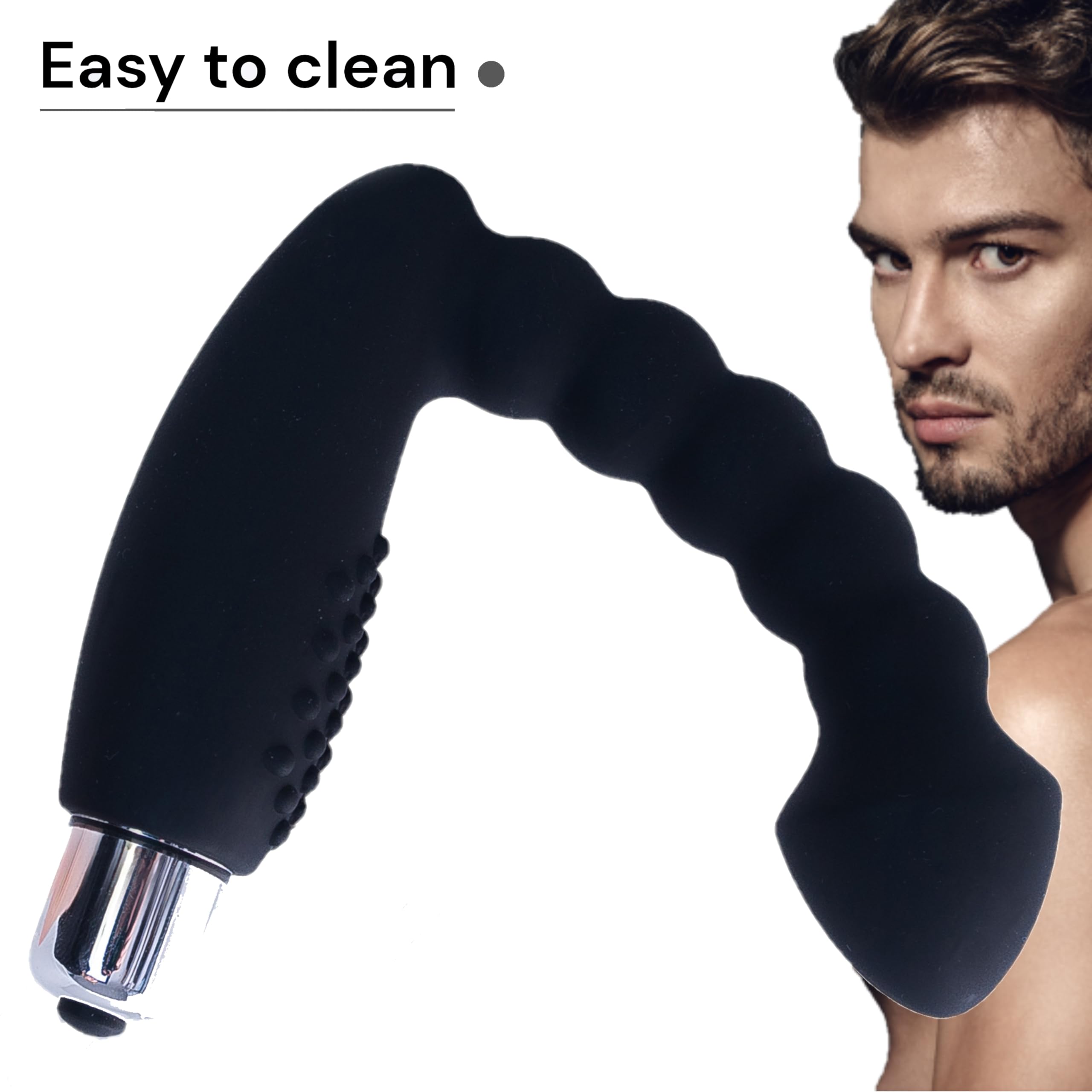 FOPS vibratore prostatico in silicone – tappo anale ergonomico con vibrazione – 22 cm di lunghezza totale, flessibile e sicuro – vibratore anale per uomini e coppie, nero A11-9