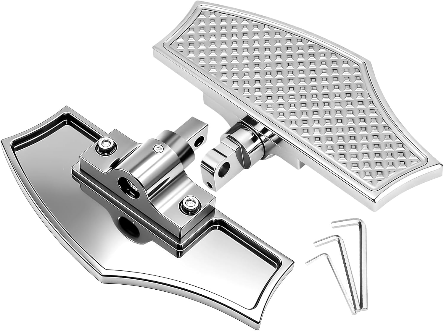 Chrome Passenger Floorboards, Rear Footpegs Foorests Footboard for Harley Touring Road Glide Road King Electra Glide Street Glide Heritage Softail Fat Boy Street Bob Low Riderst Dyna