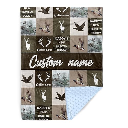 Personalized Baby Blanket with Name – Ducks Antlers Pattern Soft