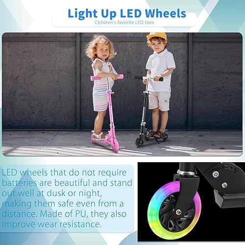 Miniatura 3 de Scooter for Kids with Light up Wheels, 3 Adjustable Levels, Rear Brake