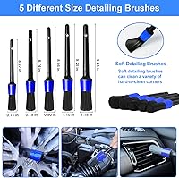 Vista 5 de Kit de cepillo de lavado de automóvil de 62 pulgadas con mango largo, 1 cabezal de repuesto de chenilla sin arañazos, escobilla para ventana