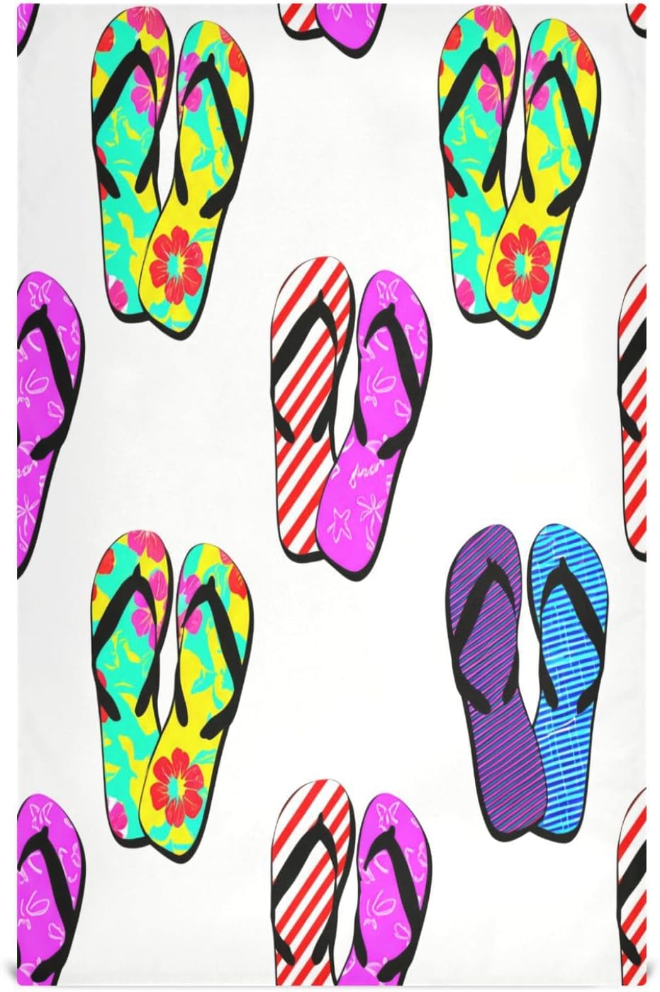 Colorful Flip-Flops Kitchen Towels Set of 6, Soft Absorbent Quick Drying and Reusable Dish Towels for Kitchen, Bathroom and Home Decor, 18 x 28 in