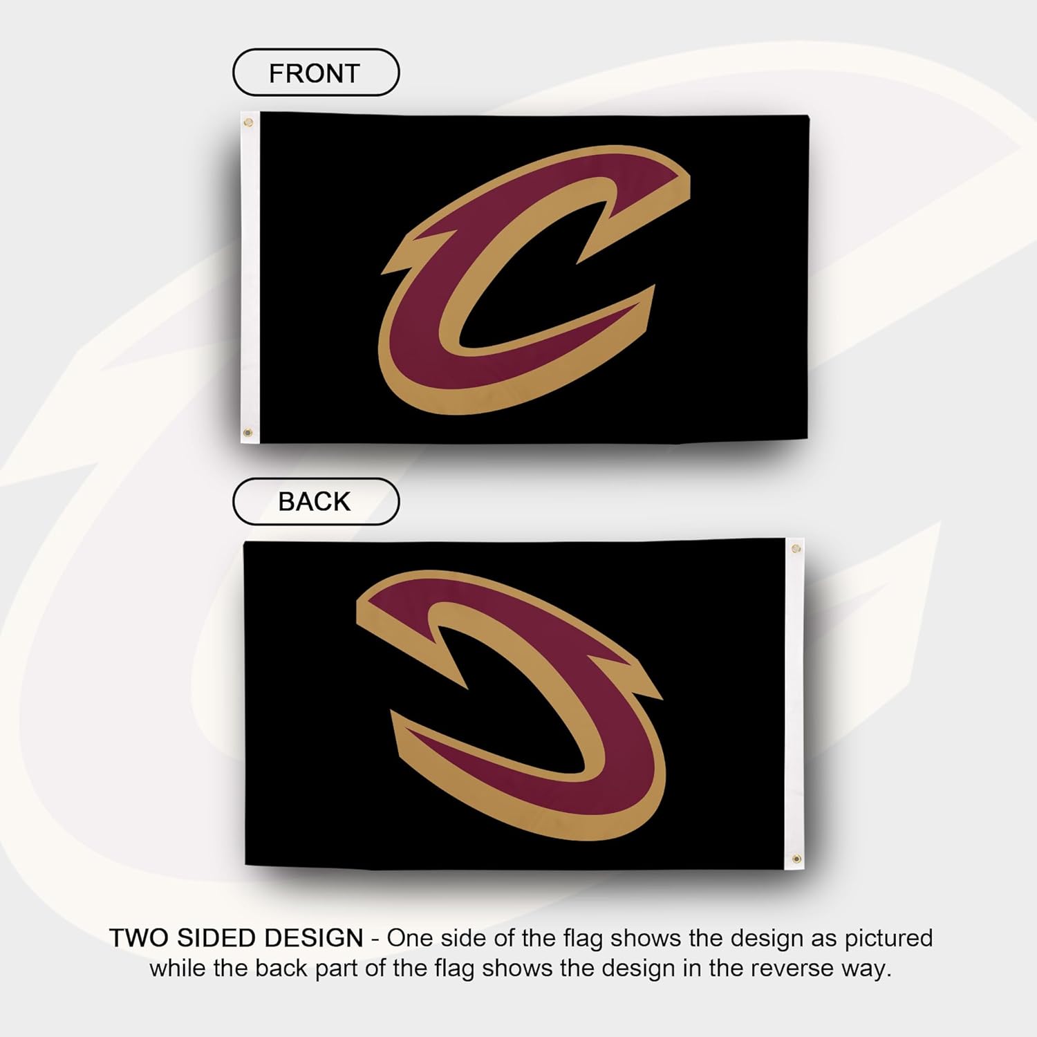 Desert Cactus Cleveland Cavaliers Flag NBA 100% Polyester Indoor Outdoor 3x5 feet National Basketball Association Team Flags (New Branding Flag C) - Image 2