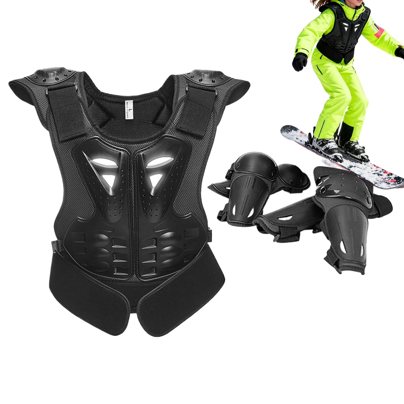 Equipaggiamento Motociclistico Per Bambini,Gilet Protettivo Con Paragomiti E Paraginocchia - Equipaggiamento Protettivo Per Moto Da Cross - Per Ragazzi E Ragazze 8-15 Sci Pattinaggio Attività All'aper
