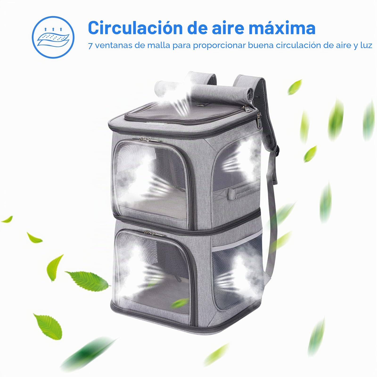 Mochila transportadora Doble 2 en 1 para Gatos y Perros pequeños, transportador de Viaje portátil para Mascotas, diseño súper ventilado, Ideal para Viajes/Senderismo/Camping, tamaño Grande,