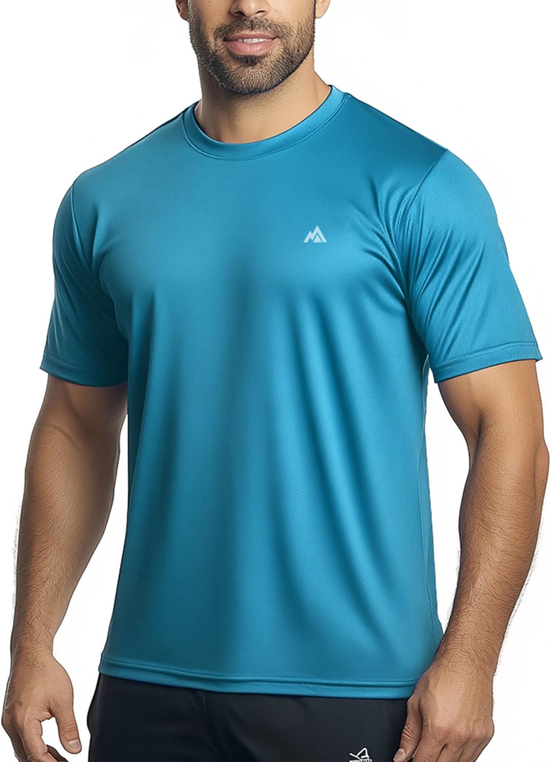 Instant Cooling Quick Dry Workout Shirt for Men Coolmax Moisture Wicking Performance Crew Neck Running Comfort (US, Alpha, XX-Large, Regular, Regular, Tall, Coolwave Blue)
