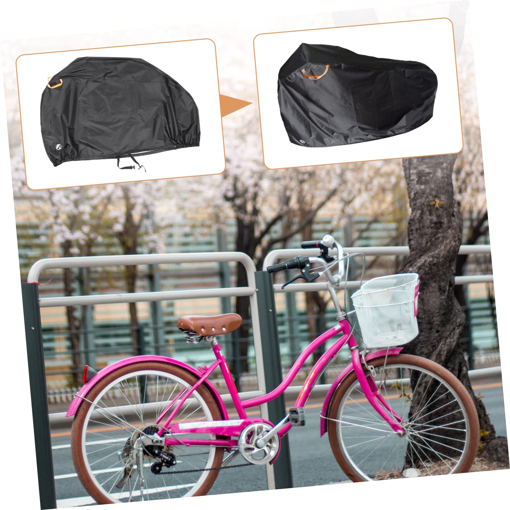 Fahrradabdeckung Mountainbike 210D Oxford Cloth Schwarz mit Aufbewahrungstasche für Outdoor Aufbewahrung
