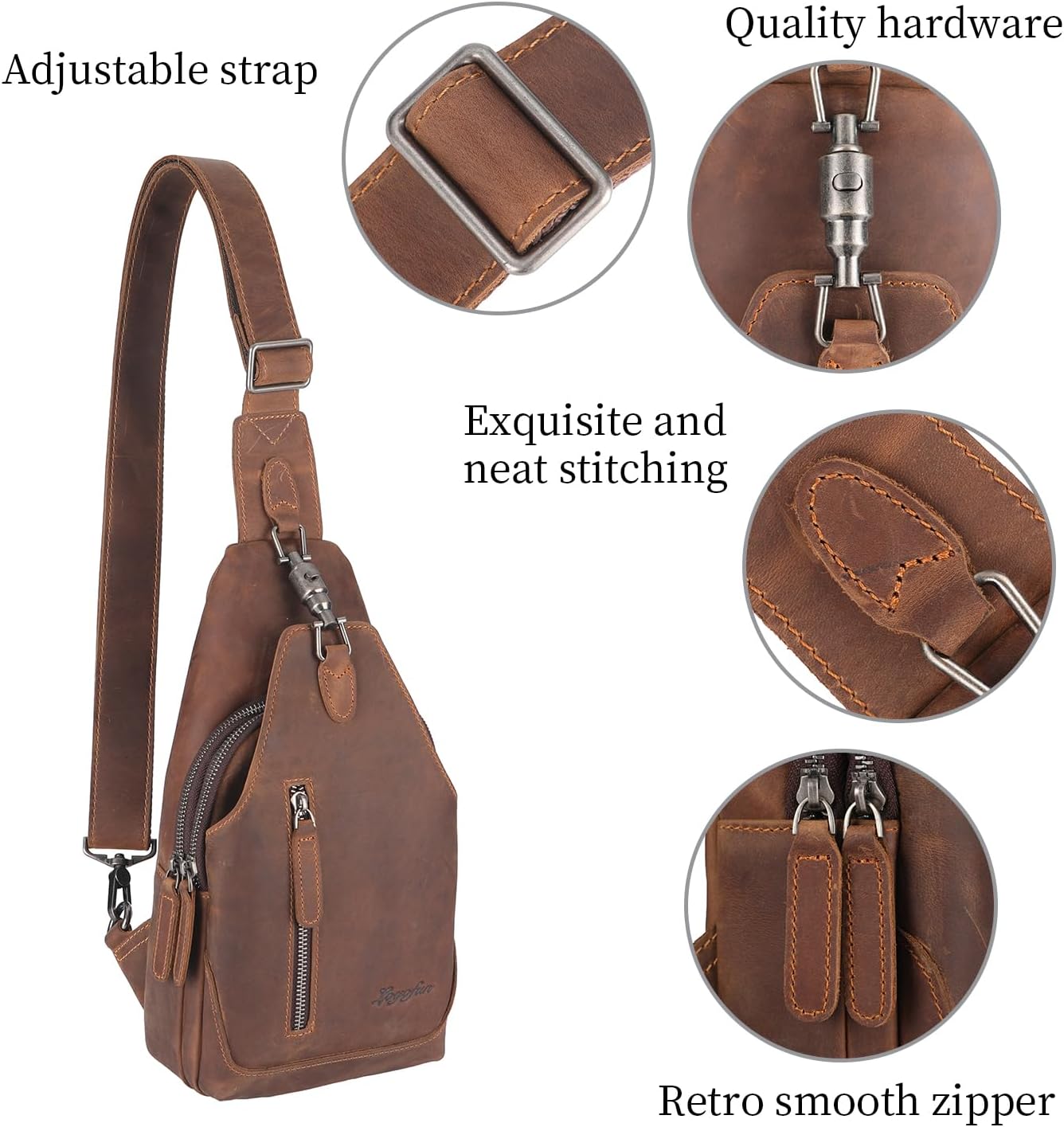 Genuine Leather Sling Bag for Men and Women Chest Pack Purse Crossbody Shoulder Bag Sling Backpack - Image 4
