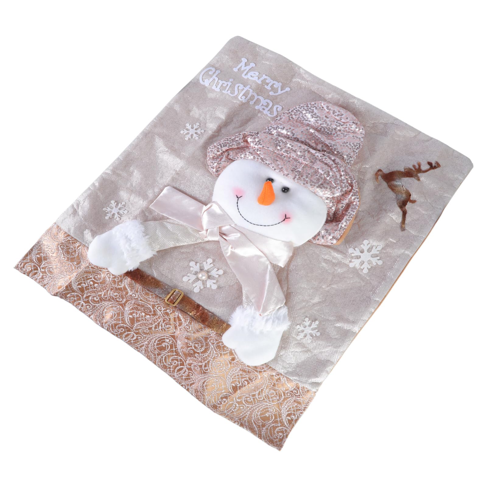 Kalttoy Snowman Reindeer Santa Hat Chair Covers, Soft Flannel Chair Slipcovers for Christmas Dining Room Embellishment Festive Slipcovers