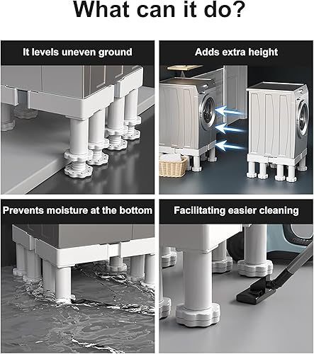 Miniatura 3 de QIUTAHOSO Mini soporte para nevera, pedestal de lavadora, altura de 7 a 8.2 pulgadas, soporte ajustable para lavadora y secadora con 8 pies fuertes,