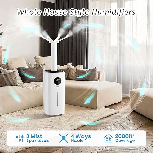 Miniatura 2 de LACIDOLL Humidifiers for Home Large Room 2000 sq.ft, 21L5.5Gal Whole House Ultrasonic Cool Mist Large Humidifier with Extension Tube, Top Fill