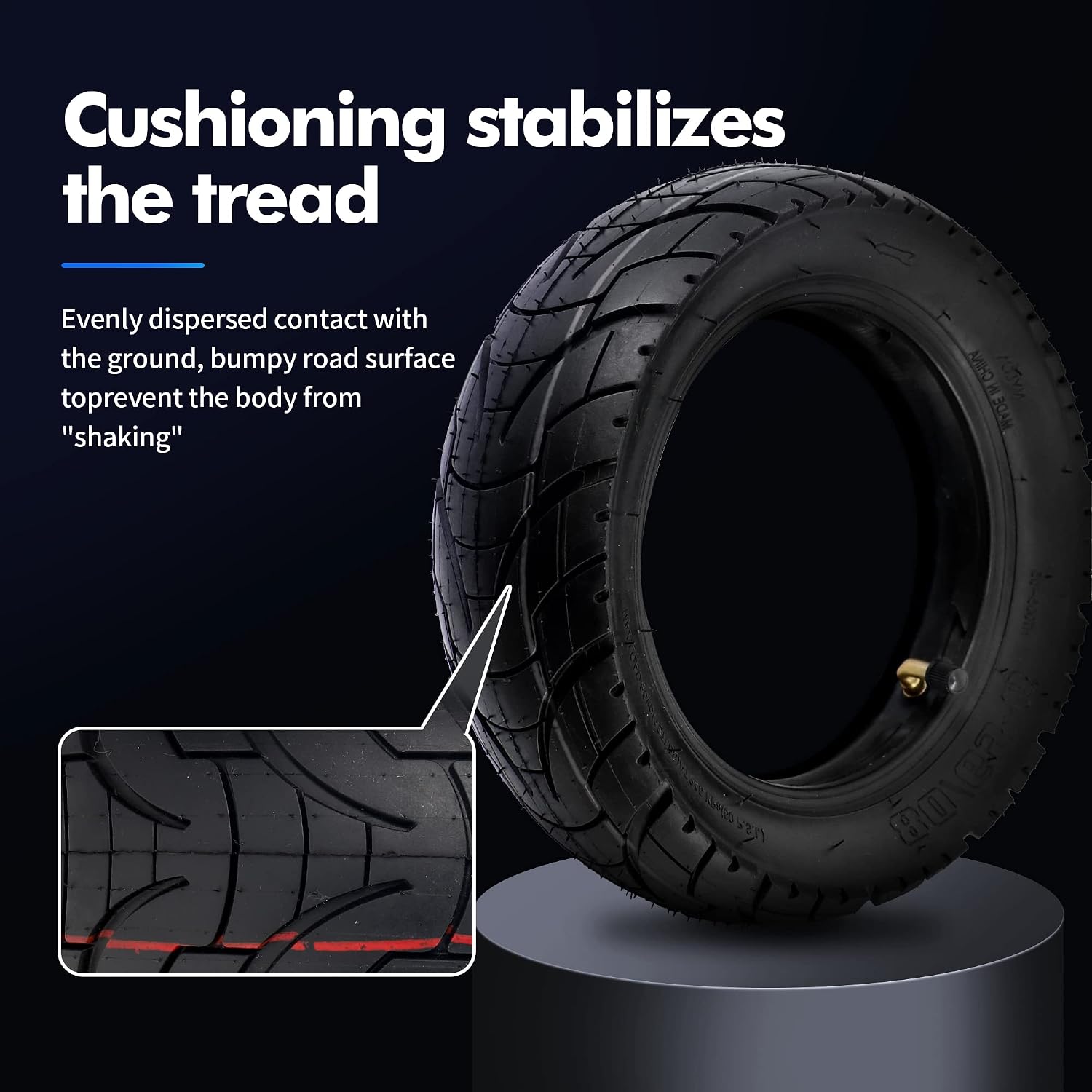 80/65-6 Scooter Tire 10 Inch Thickened Pneumatic Tyres for Electric Scooter E-Bike Motorcycle