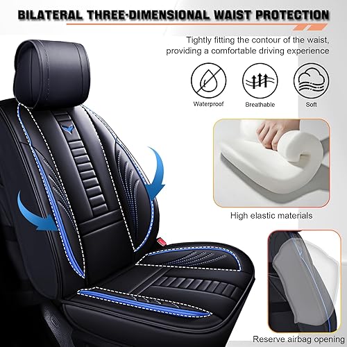Miniatura 2 de Juego completo de 5 fundas de asiento de automóvil para Chevrolet Chevy Silverado 1500 2016, protectores de asiento delantero y trasero, de piel
