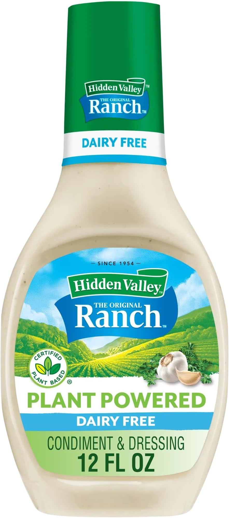 Hidden Valley The Original Ranch Plant Powered, Dairy Free, Ranch Salad Dressing and Topping, Gluten Free, 12 fl oz