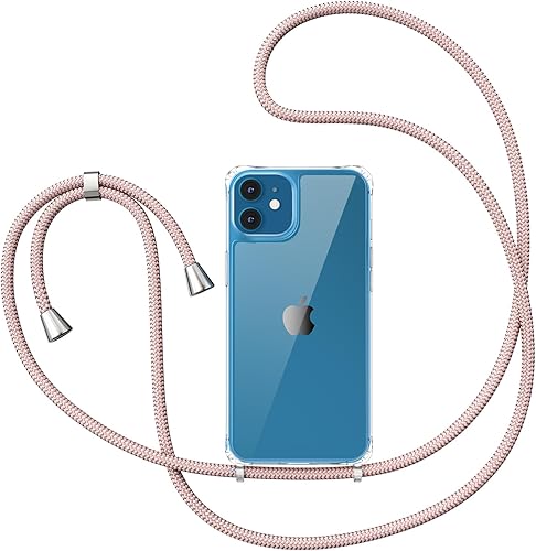 ZTOFERA Compatible con iPhone 12iPhone 12 Pro, funda transparente con cordón ajustable, TPU suave y delgada, a prueba de golpes, funda cruzada para