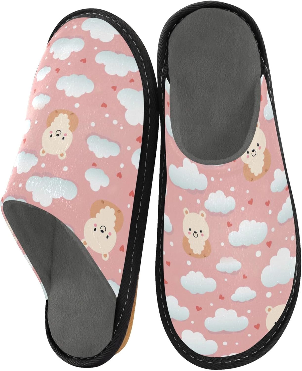 Cute Bear Cloud House Slippers – Cozy Fuzzy Slippers for Guests, Washable & Disposable, Perfect for Shoeless Home, Spa & Hotel Use A112971