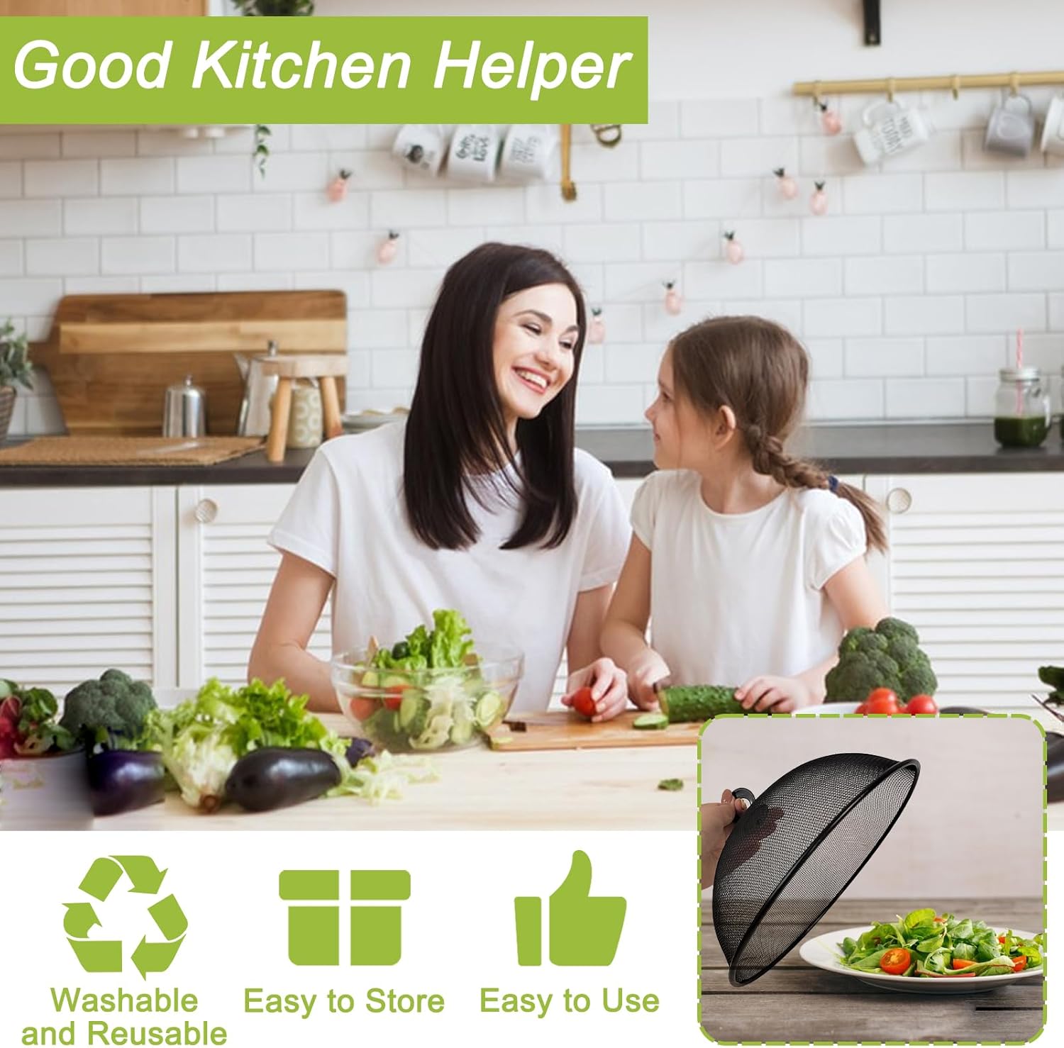 8 Pcs Metal Mesh Food Cover 14" 12" 11" 10" Mesh Food Tents Fly Fruit Screen Food Net Dome Screen Plate Covers for Dinner Plates Reusable Picnic Food Umbrella for Table, Camping, Outside Parties