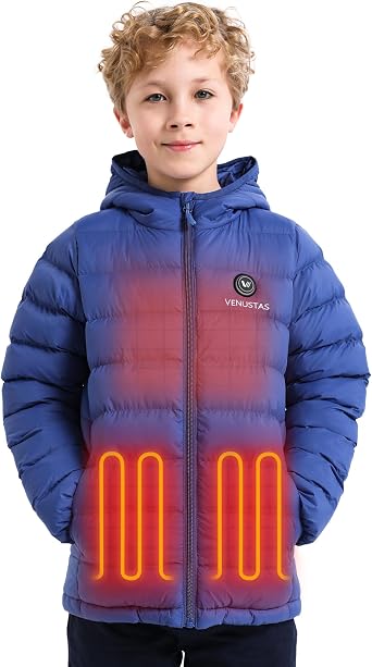 Venustas Boys Heated Jacket with Battery Pack, Kids Lightweight Electric Puffer Coat