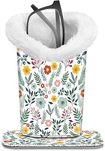Fintie Soporte para anteojos forrado de felpa con base magnética, estuche de cuero vegano prémium para lentes