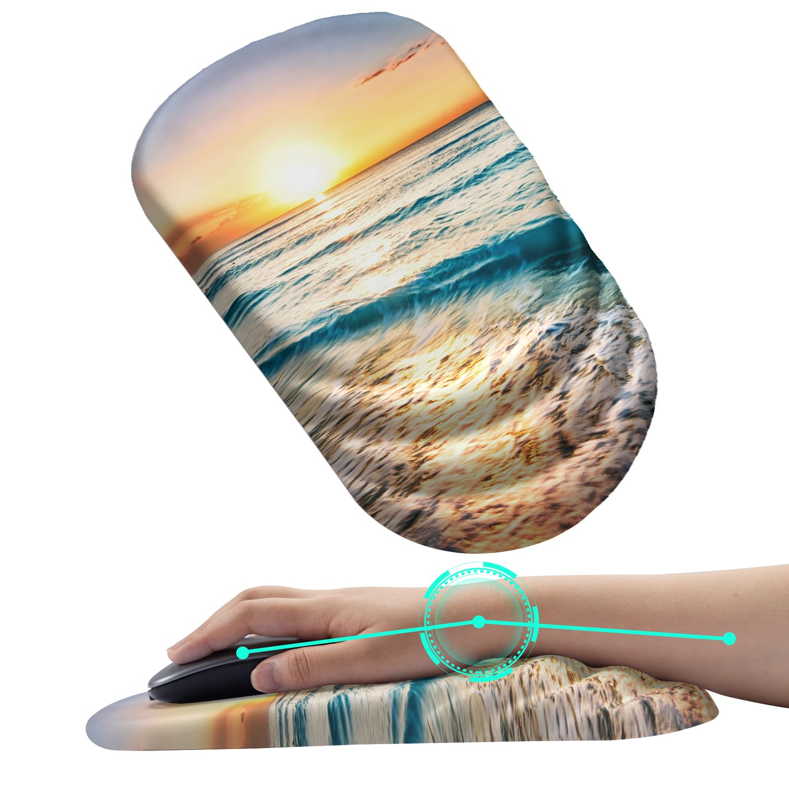 Siski Ergonomic Mouse Pad with a Massage-Designed for Wrist Support, Pain-Relieving Features, a Wrist Rest with Memory Foam and a Non-Slip PU Base, Mouse Pads for Gaming and Office (Sunrise Beach)