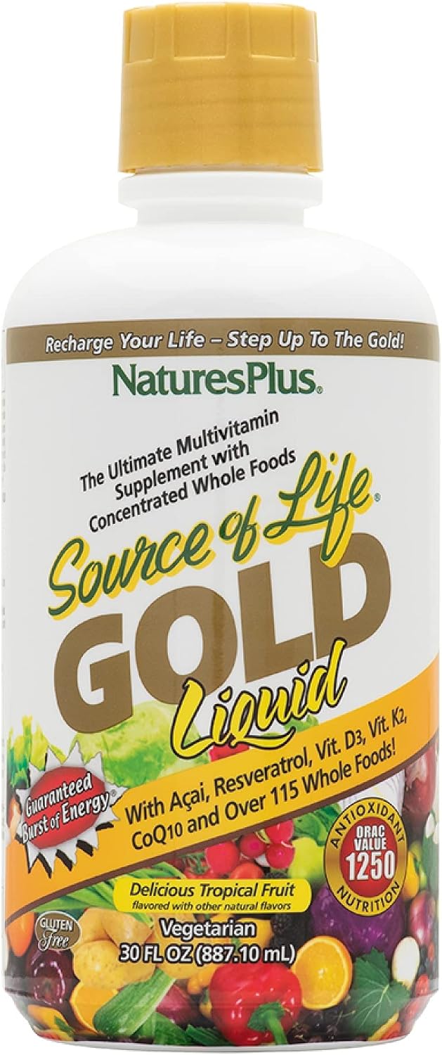 Source of Life Gold Multivitamin Liquid - 30 oz - Supports Energy Production, Healthy Immune System & Well-Being - Includes Vitamins D3, B12, K2 & Over 120 Whole Food Nutrients - 30 Servings