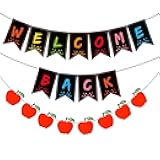 Welcome Back Banner, 2pcs Hanging Paper Garland Decorations for Kindergarten Classroom, Classroom Office Welcome Bulletin Board Banner Pennants for The Back-to-School Season(SIZE:118.11inch)