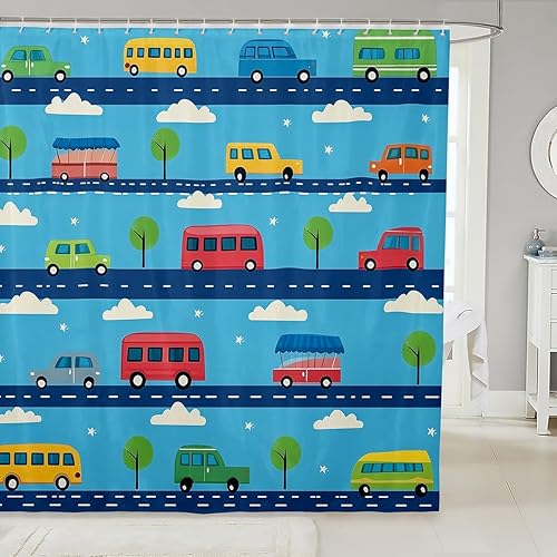 Miniatura 8 de Homewish Cortina de ducha con diseño de olas del océano, juego de cortina de ducha para niños y adultos, estilo japonés, cortinas impermeables para