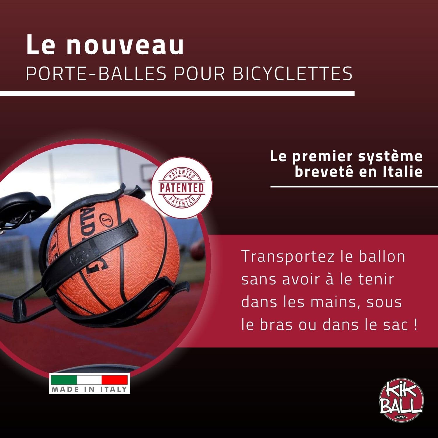 Porte-Ballon de Vélo, Dispositif de Sécurité pour Enfants et Garçons, Facile à Utiliser, Adapté aux Ballons de Football, Basket-Ball et Rugby