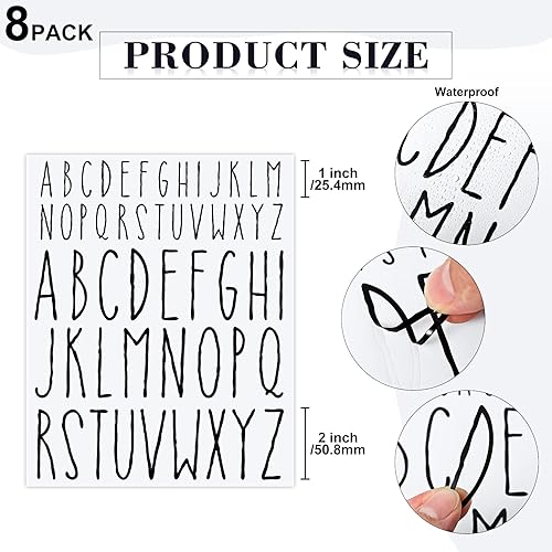 Miniatura 2 de 8 hojas de calcomanías de letras mayúsculas, letras del alfabeto negro, letras de álbumes de recortes, calcomanías de letras adhesivas para buzones,