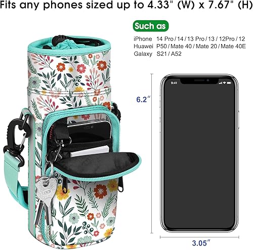 Miniatura 7 de CaseBot Bolsa de transporte para botella de agua, bolsa deportiva para botella de agua con correa de mano ajustable para el hombro y 2 bolsillos