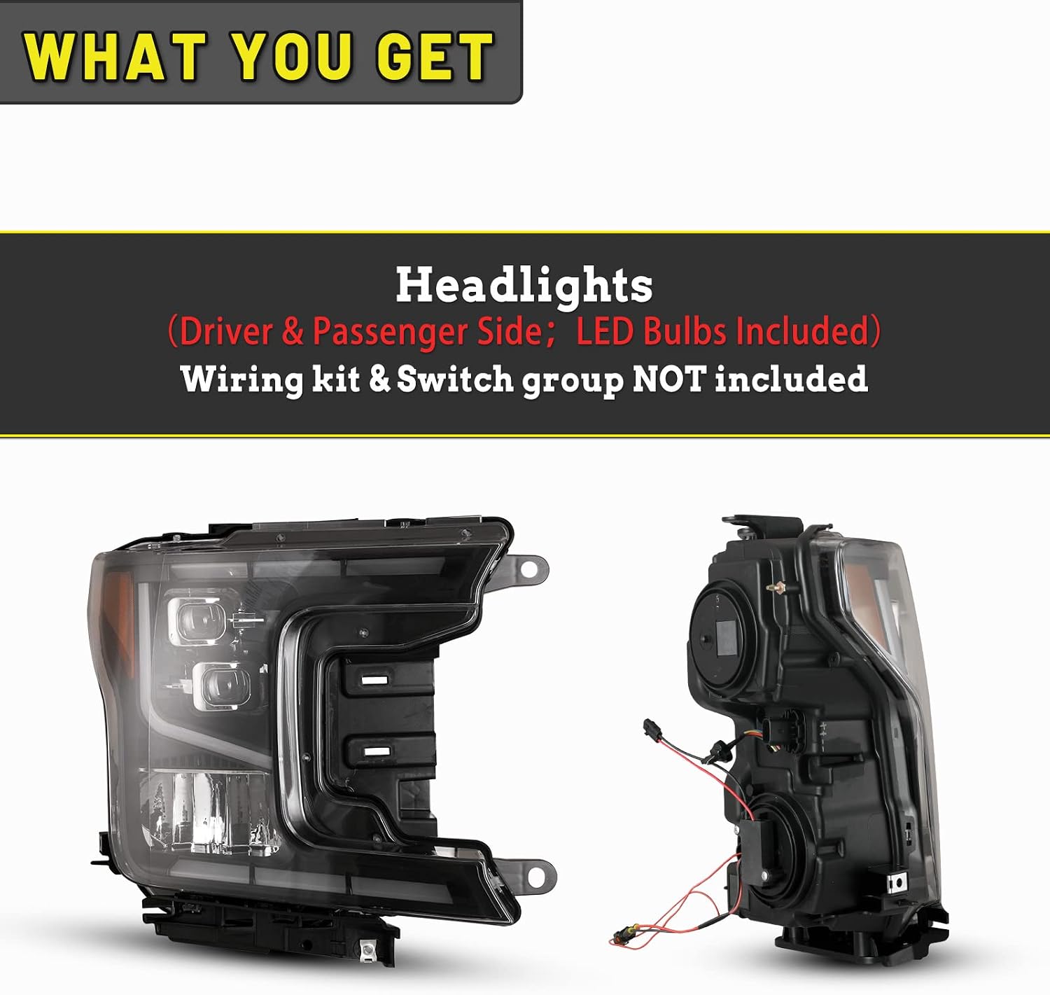 Headlights LED compatible for Ford F-150 2018 2019 2020 F150 Head Lamps Assembly Driver Passenger Lights Replacement