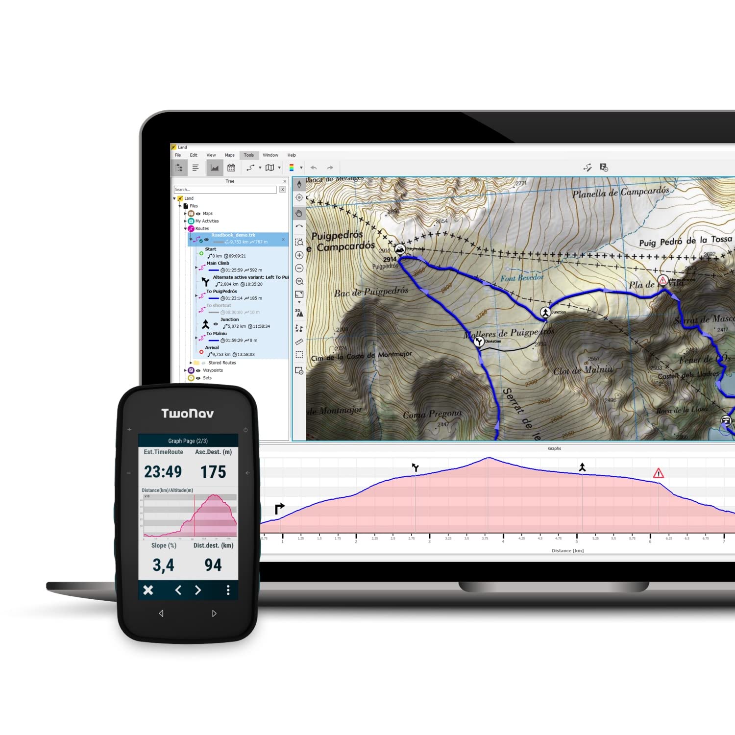 GPS Cross Plus + Pulsometro - Multisport Bicicletta Ciclismo MTB Escursionismo Trekking/Compatto e leggero/Schermo 3,2" / Autonomia 20 h/Memoria 32 GB/Carta topo
