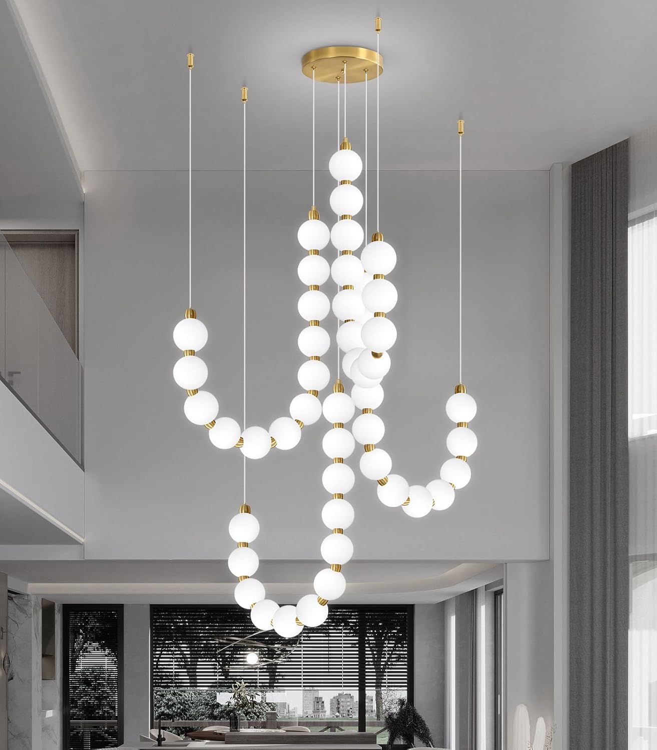 Modern Chandeliers LED Dimmable Light Acrylic Balls Ceiling Pendant Lighting for Living Room Dining Room Bedroom Adjustable Hanging Lights 90 Watts Gold Lamp