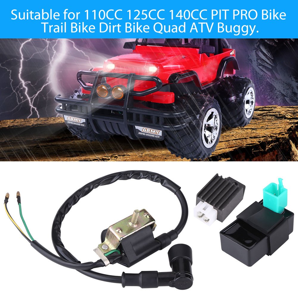 Qiilu Bobina di accensione Regolatore CDI per 110CC 125CC 140CC Trail Bike Dirt Bike Quad ATV