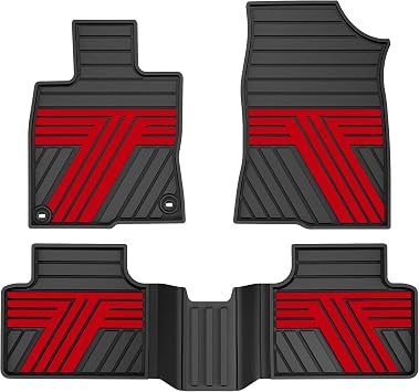 TTX LIGHTING Rubber Floor Mats for Honda Civic Sedan 2016-2021 | All Weather Heavy Duty Car Liners Also Fit for Hatchback 2017-2021 & Coupe 2016-2020, 1st & 2nd Row, Black & Red