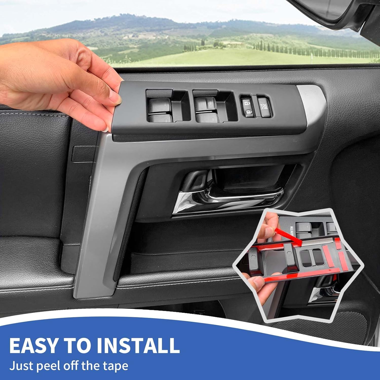 for 4Runner 8PCS Interior Trim, Inner Door Handle Cover & Window Lift Button Trim Compatible with 2010-2024 Toyota 4Runner Accessories, Matte Black