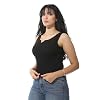 Women's Sleeveless Ribbed Tank Top, Notched Neckline-2561