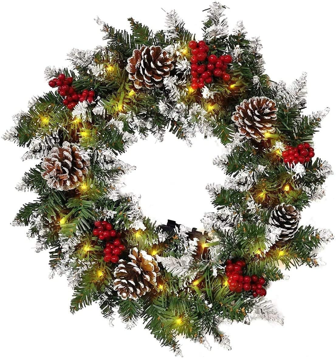 Christmas Wreath Torse with Lights Battery Operated, Lighted Wreaths