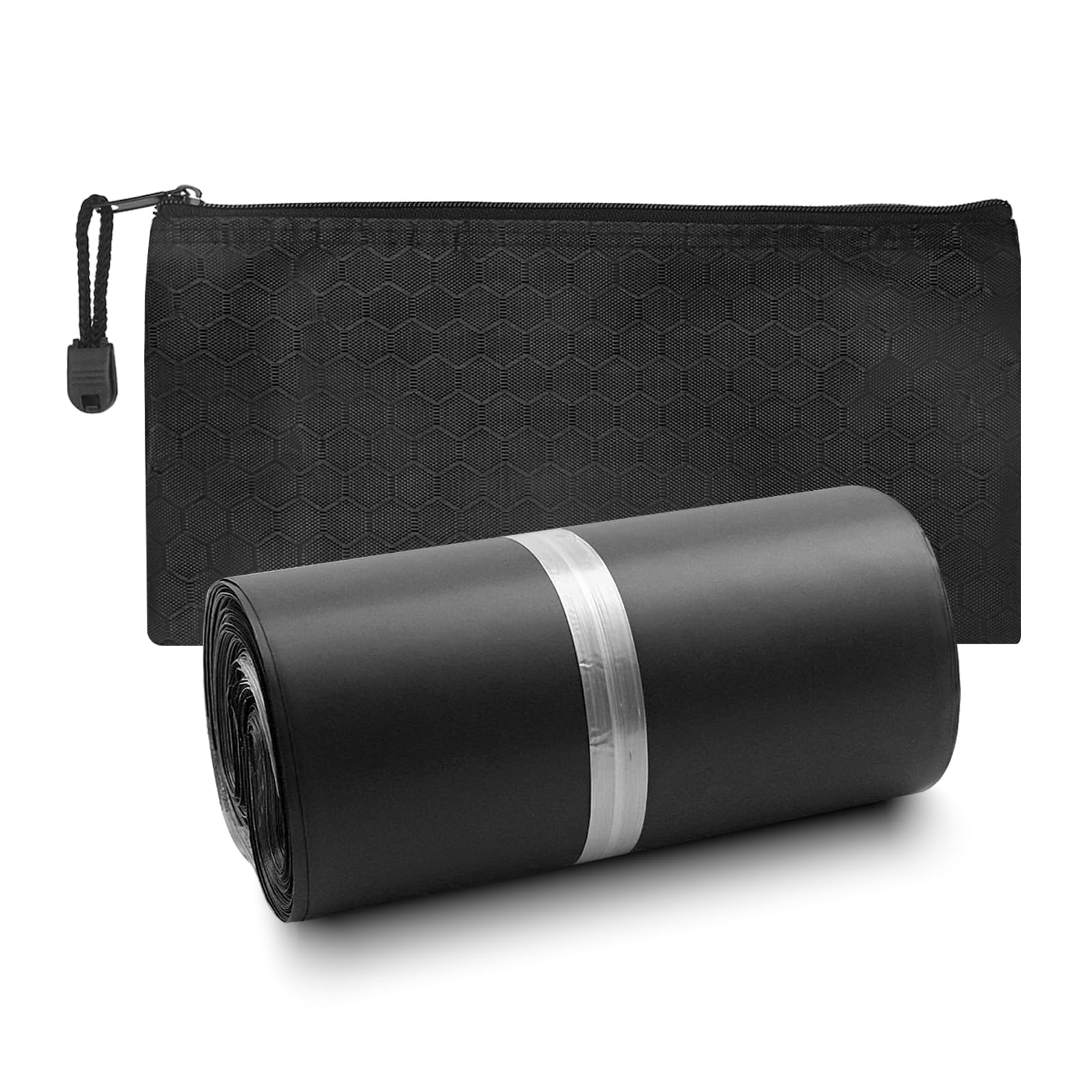 Sanitary Napkin & Tampon Disposal Bag - Self Sealing Privacy Protection, 100 Pcs with Zipper Bag (Black)