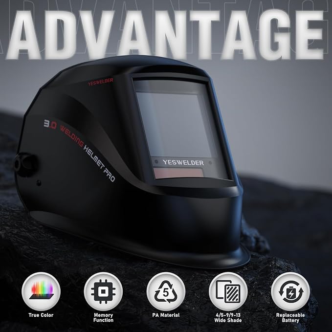 Respirador con casco para soldar auto oscurecedor YESWELDER miniatura 7