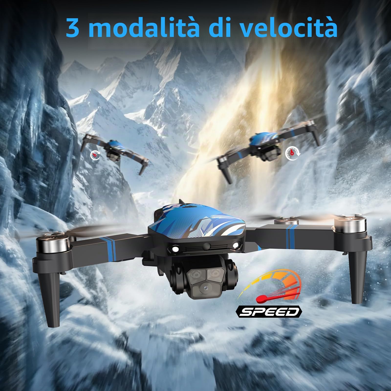 Drone con Camera Droni per Adulti 4K, Schermo LCD FPV Live Video, Motore Brushless, Sistema di Prevenzione Ostacoli a 270°, 3D Flips, Peso Inferiore a 250g, Supporta Schede SD fino a 32 GB