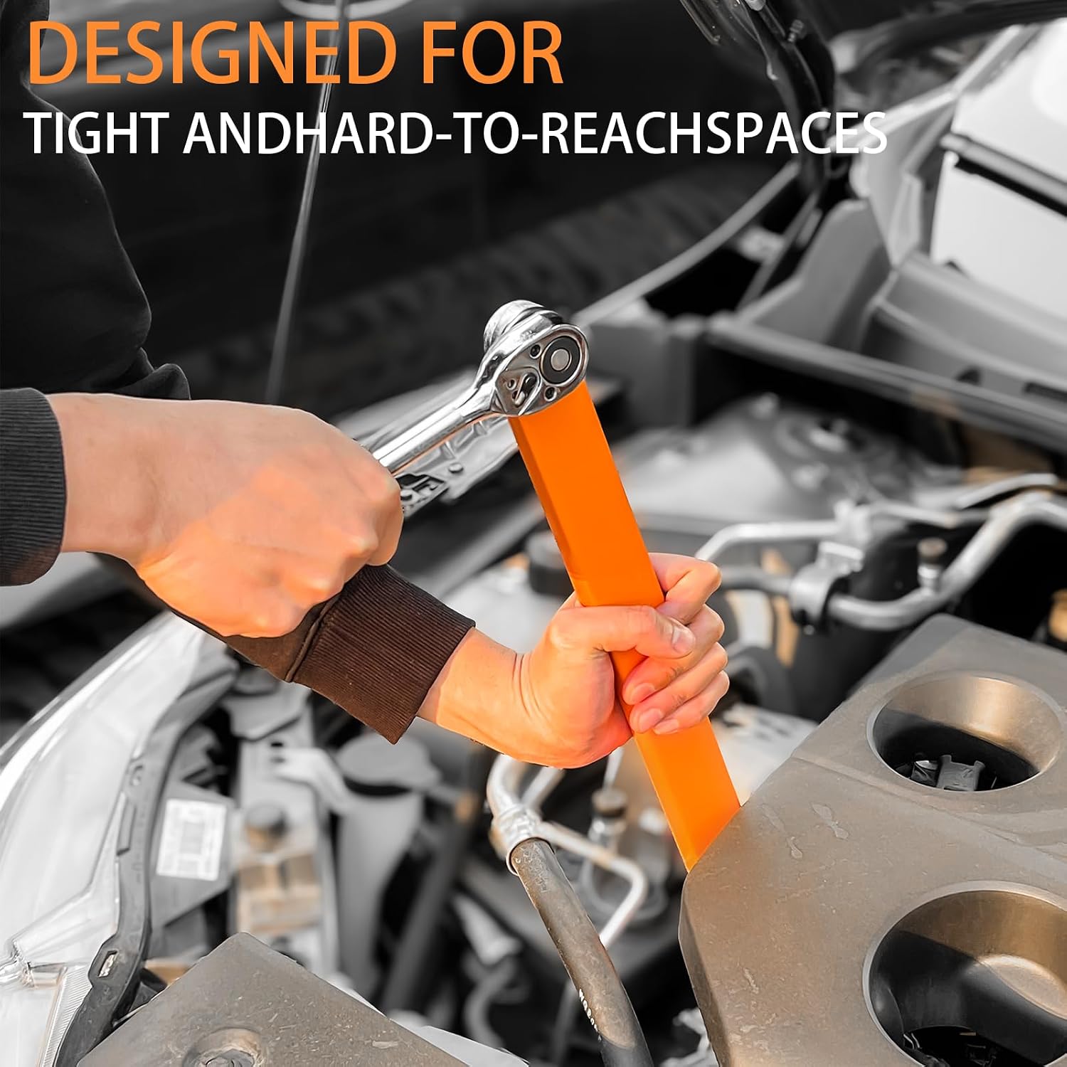 Offset Extension Wrench Impact,Ratchet Extension Set for Tight Spaces,3/8" Drive Socket Extender Tool with 1/4",3/8",1/2" Square Adapters and 1/2" Socket