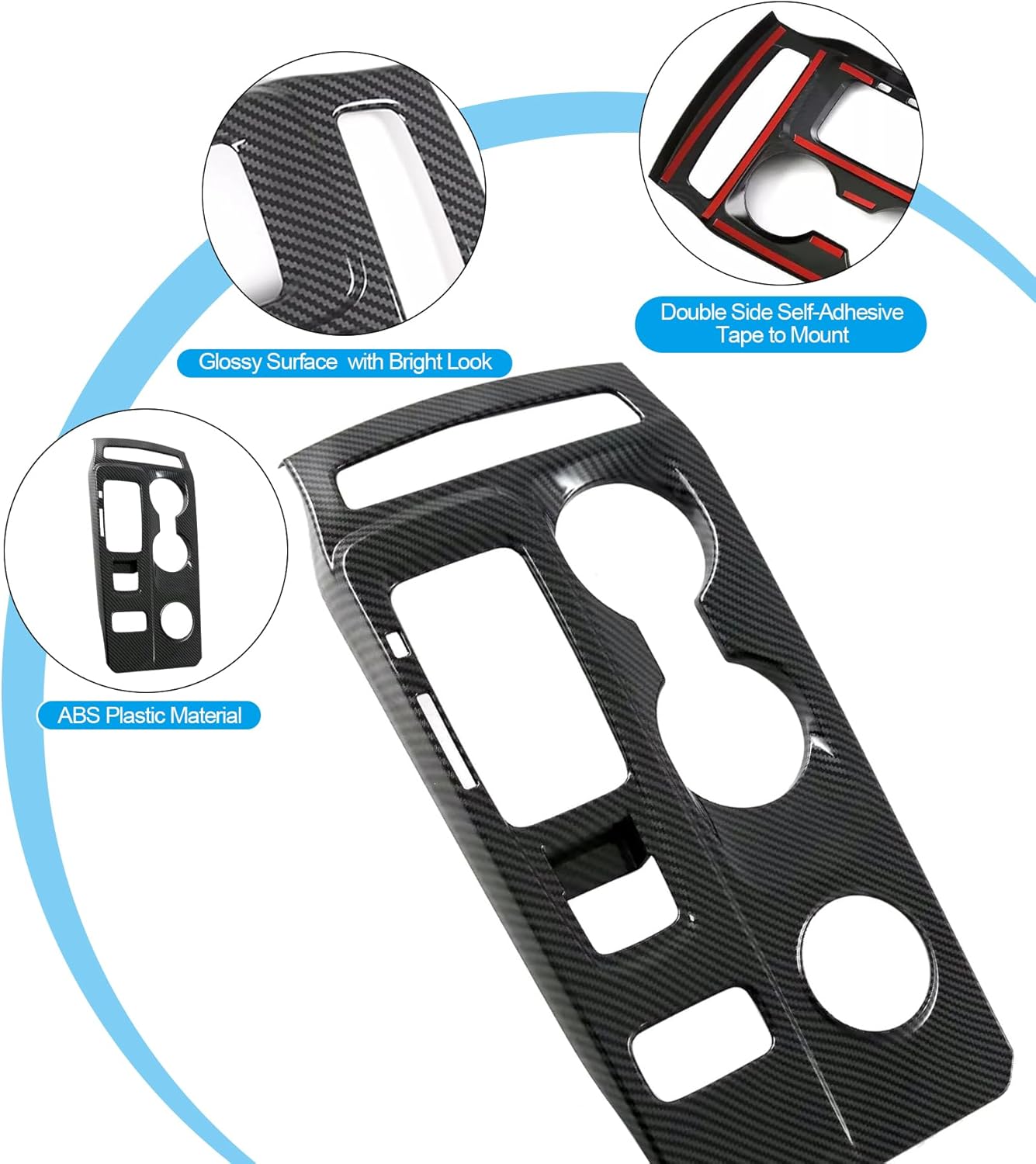 Central Control Gear Shift Panel Trim Cover Compatible with 2024 2025 2026 Ford Ranger XLT, XL, Lariat, ABS Carbon Fiber Look Console Gear Shifter Bezel Shift Box Sticker Decorative Cover