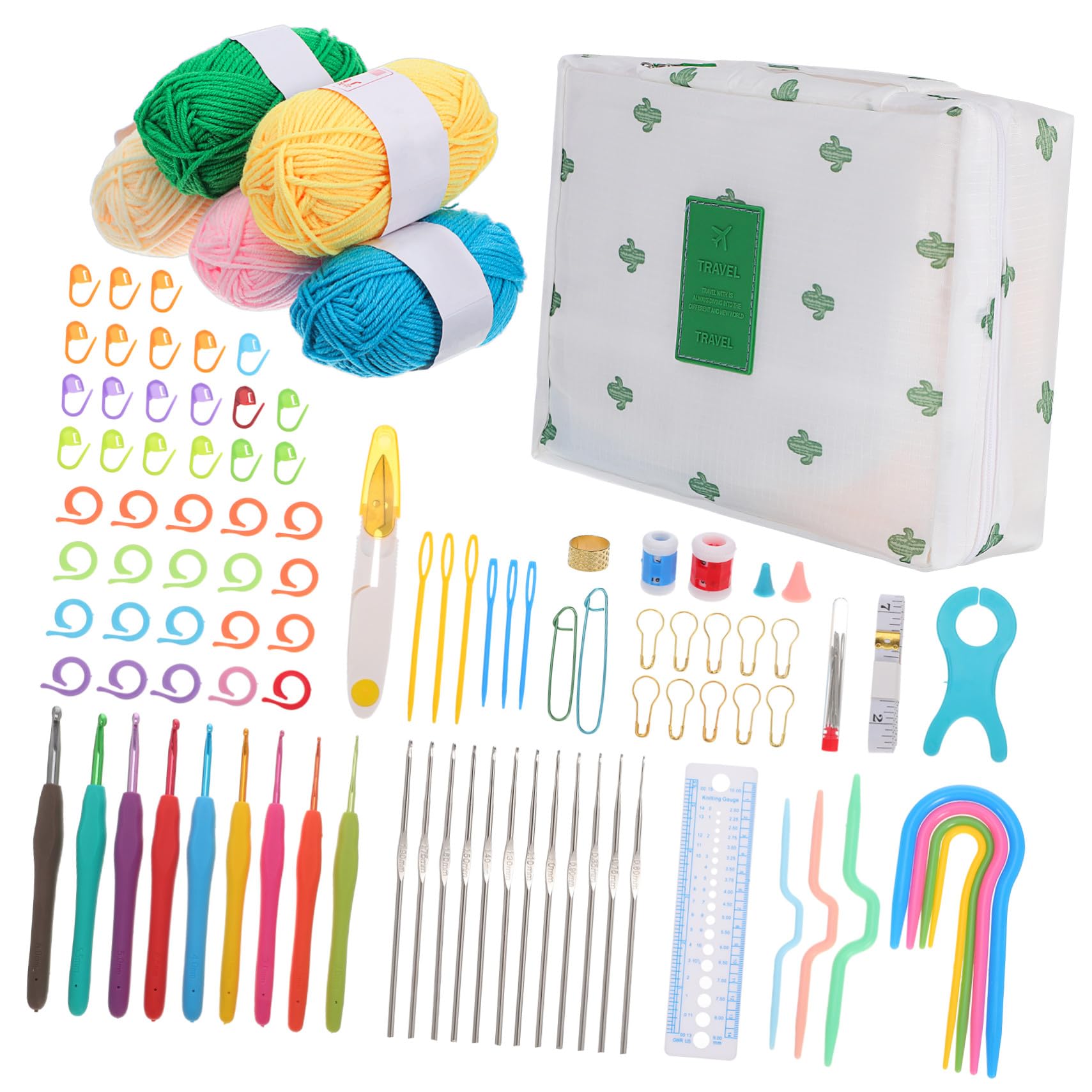 PLAFOPE Conjunto De Crochet Con Agujas De Crochet y Hilo Para Manualidades Para Principiantes De Incluye Bolsa De Transporte